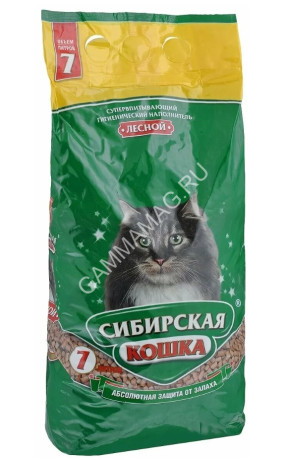 Наполнитель (Сибирская кошка)  7л Лесной древесный для кошек