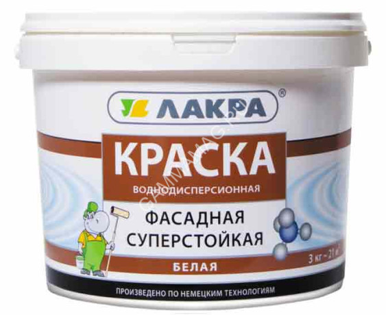Краска акриловая фасадная 14 кг Лакра суперстойкая *1/44