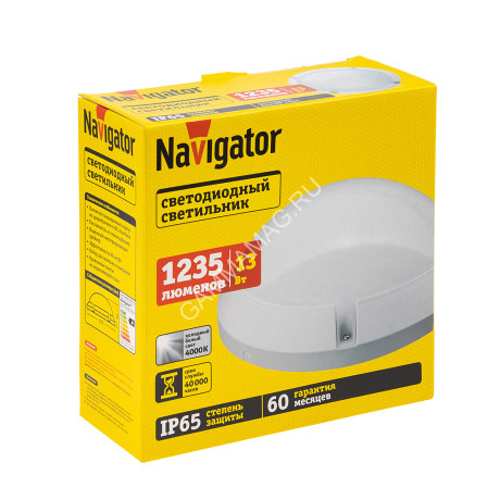 Светильник накладной светодиодный 13Вт 4.0K 1150Лм IP65 круг белый NBL-PR1 Navigator 94839*1/24