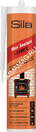 Герметик силикатный высокотемпературный 280мл черный SilaPRO Max Sealan +1500С для каминов и печей*1/12