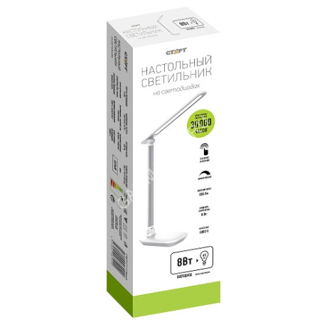 Светильник настольн. Старт СТ112 (светодиодный 8Вт сенсорный выкл с диммером) белый 220В *1/12