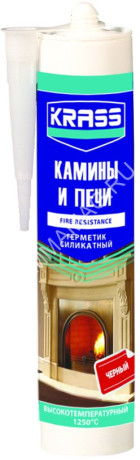 Герметик силикатный высокотемпературный 300мл черный KRASS для каминов и печей 1250С(до-15) *1/12