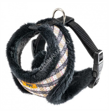Шлейка Ферпласт Nikita Fur XS клетка с мехом (шея 20см, грудь 26-38см), 15мм