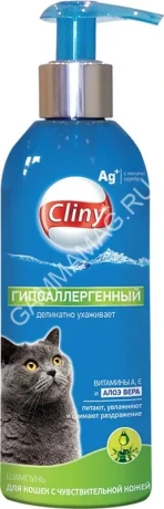 Шампунь (Cliny) Гипоаллергенный с ионами серебра для кошек с чувствительной кожей, 200 мл