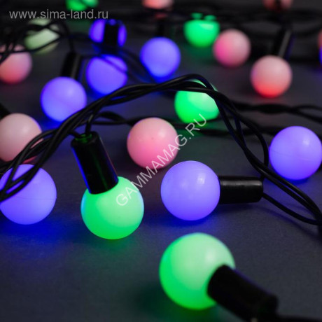 Гирлянда Нить 10м 100LED мульти мигает Шарики 2,5см темная нить уличная 220V IP44 185539 *1/20