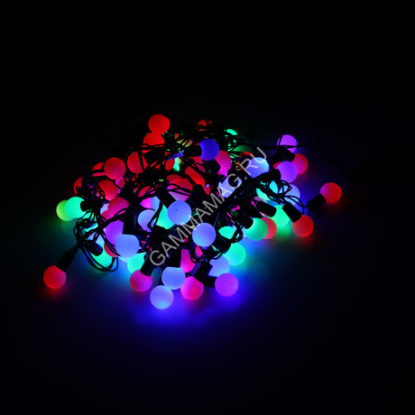 Гирлянда Нить 10м 100LED мульти мигает Шарики 2,5см темная нить уличная 220V IP44 185539 *1/20