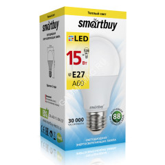Лампа светодиодная 15W Е27 груша 3К теплый A60 Smartbuy *10/100