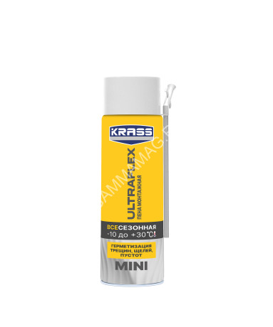Пена монтажная бытовая 250мл/ всесезонная KRASS Ultraflex Mini до 15 л *12/468