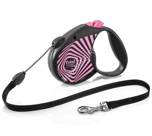 Рулетка (Triol) Flexi Life Geometry Pink M 5м до 20кг, трос для собак