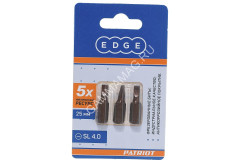 Бита шлицевая SL4,0х25мм (3шт) фрезерованная S2 хвостовик1/4"С EDGE PATRIOT *1/20
