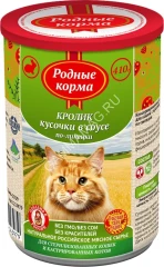 Родные корма 0,41кг с кроликом кусочки в соусе по-липецки консервы для кошек (043979)