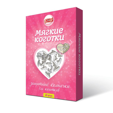 Коготки (Cliny) накладные для кошек M жемчужно-белые (40шт)
