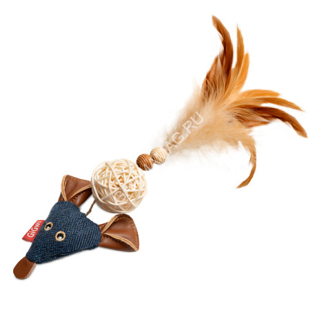 Игрушка (Gigwi) 85046 Мышка с плетеным шариком серия CATCH & SCRATCH ECO для кошек, 14 см