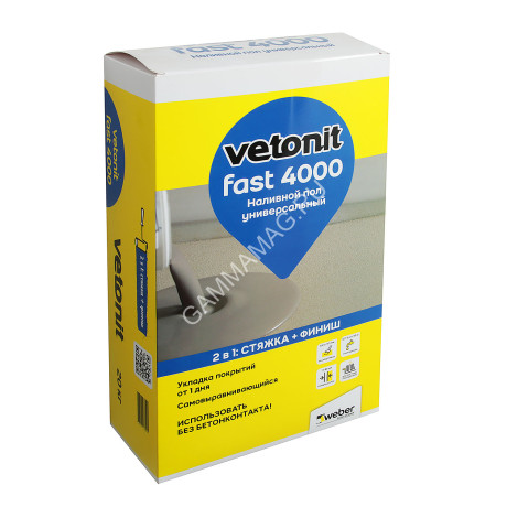 Пол наливной Weber 4000 fast универсальный 20кг Vetonit *1/54