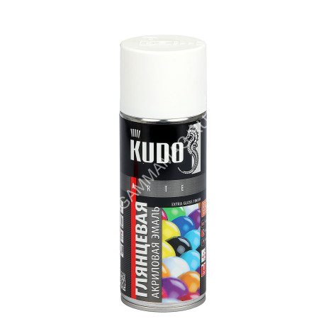 Эмаль-аэрозоль белый глянцевая 520/270 мл RAL 9003 KUDO *1/12