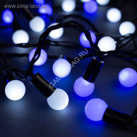 Гирлянда Нить 10м 100LED Шарики d=1,5см бел-син мигает т/нить 220V IP44 1080045 *1/50