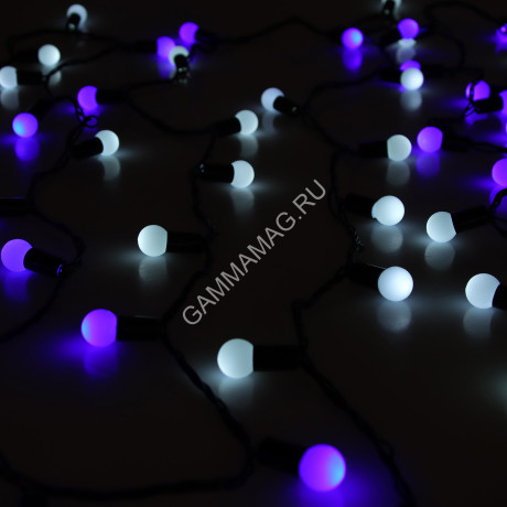 Гирлянда Нить 10м 100LED Шарики d=1,5см бел-син мигает т/нить 220V IP44 1080045 *1/50