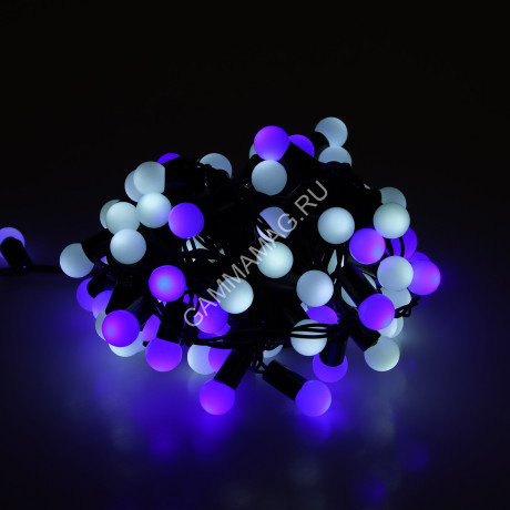 Гирлянда Нить 10м 100LED Шарики d=1,5см бел-син мигает т/нить 220V IP44 1080045 *1/50