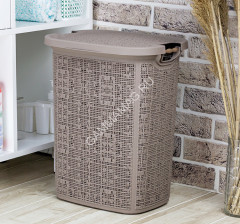 Корзина для белья пластм. 30л "Бязь" 360х290 х445мм Французский серый М2622 ("М-Пластика") *1/5