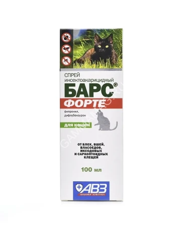 Барс Форте (АВЗ) 100мл спрей инсектоакарицидный для кошек (ЛИЦЕНЗИЯ)