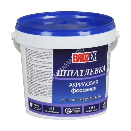 Шпатлевка акриловая фасадная 1,5 кг BROZEX *12/432