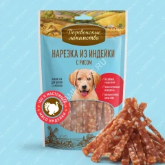 Деревенские лакомства 0,085кг нарезка из индейки с рисом для щенков (76050014)
