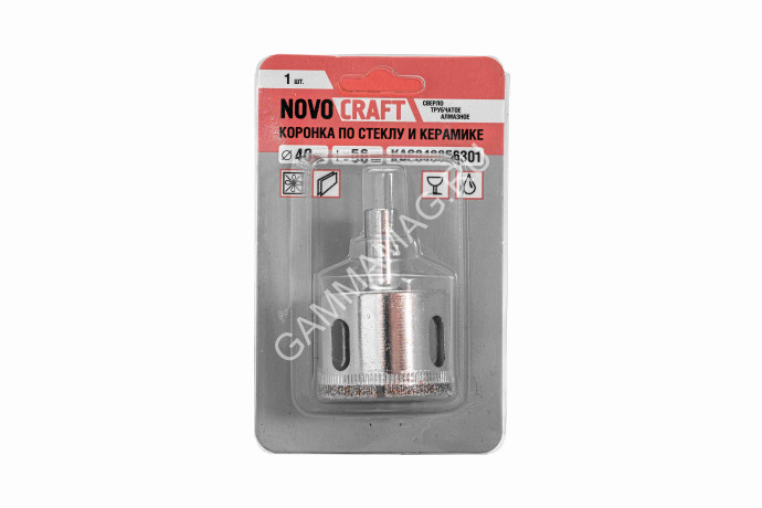 Коронка по стеклу/керамика 48мм алмазная (KAC048056301) Novocraft *1/20
