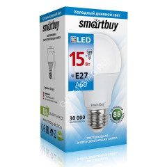 Лампа светодиодная 15W Е27 груша 6К холодный A60 Smartbuy *10/100