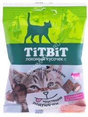 TiTBiT 0,03кг хрустящие подушечки для кошек с паштетом из говядины