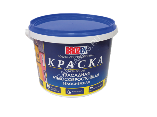 Краска акриловая фасадная 3 кг BROZEX белоснежная *4/192