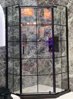 Душевой уголок 90*90*190 VERNER 816B стекло рисунок черные полосы, БЕЗ ПОДДОНА