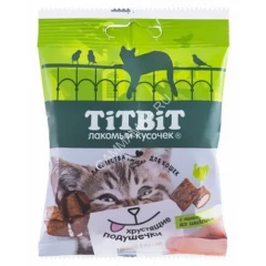 TiTBiT 0,03кг хрустящие подушечки для кошек с паштетом из индейки