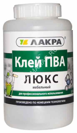 Клей ПВА ЛЮКС мебельный 0,9 кг Лакра *12/432
