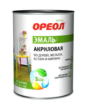 Эмаль акриловая зеленая 0,9 кг Ореол ( см.арт. КИ783) *1/14/490