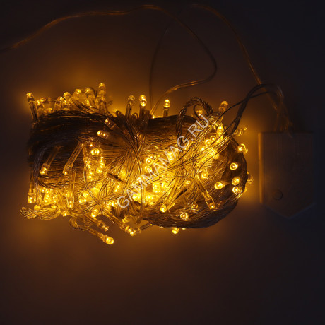 Гирлянда Нить 20м 200 LED желтый 8 режимов прозрачная нить 220V IP20 3556808 *1/60