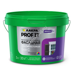 Краска акриловая фасадная 3 кг Лакра PROF IT суперстойкая база С *1/144