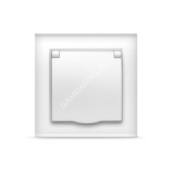 Розетка "Бриллиант" СП 1-мест. белый с/з с крышкой 16А IP20 UNIVersal 7947649 *10/100