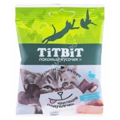 TiTBiT 0,03кг хрустящие подушечки для кошек с паштетом из утки
