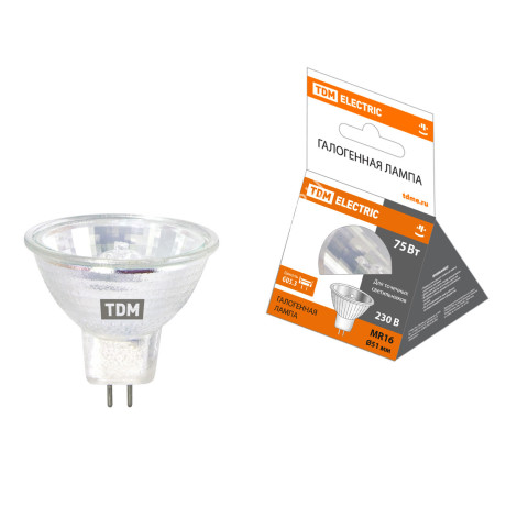 Лампа накаливания галогенная 75W-230V GU5,3 MR16 TDM SQ0341-0073 *10/100