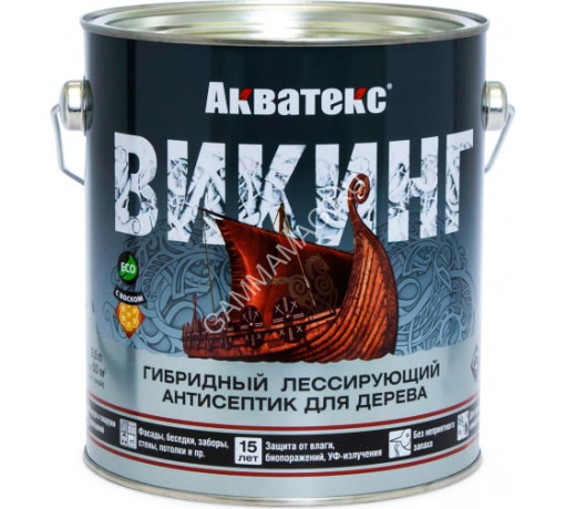 Антисептик для дерева гибридный лессирующий сосна 2,5 л Акватекс ВИКИНГ *1/4/144