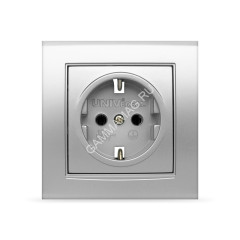 Розетка "Бриллиант" СП 1-мест. серебро с/з 16А IP20 UNIVersal 7949872 *10/100