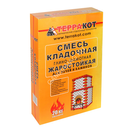 Смесь кладочная глино-шамотная 20 кг для каминов и печей Терракот *1/56