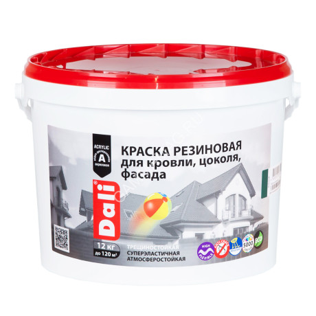 Краска резиновая для кровли цоколя фасада 12 кг DALI База А 1 *1/44