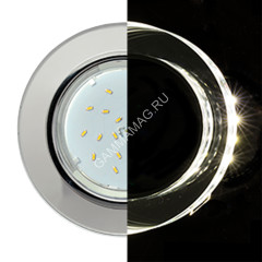 Светильник встраиваемый GX53 H4 LD5310 Ecola Glass Стекло Круг с подсв. хром SM53RNECH *10/30