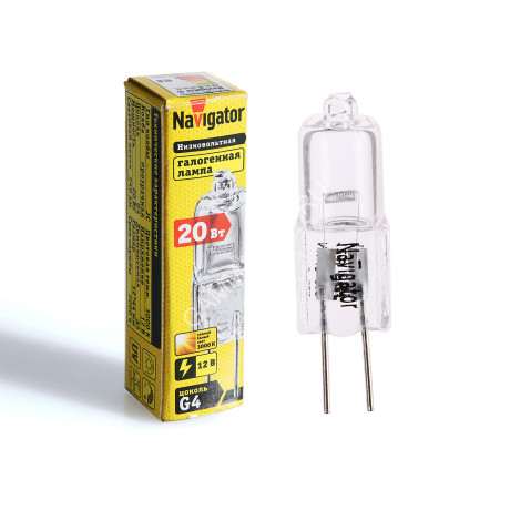 Лампа накаливания галогенная капсульная 20W-12V G4 JC Navigator 94210 *1/20/100/1000