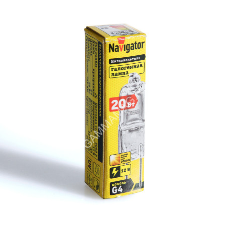 Лампа накаливания галогенная капсульная 20W-12V G4 JC Navigator 94210 *1/20/100/1000