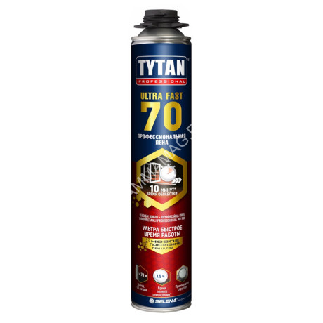 Пена монтажная профес. 1000мл/1010гр "TYTAN ULTRA FAST 70 " быстросохнущая66534/16982 до 70 л *1/12