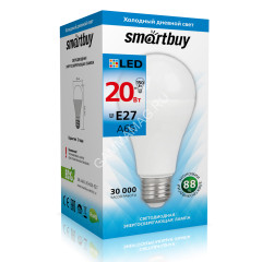 Лампа светодиодная 20W Е27 груша 6,0К холодный A60 Smartbuy *10/100