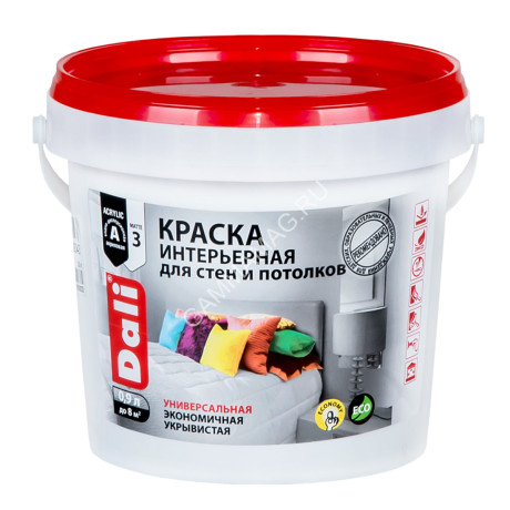 Краска акриловая для стен и потолков 0,9 л ДАЛИ *6/384