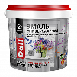 Эмаль акриловая полуматовая 0,9 кг DALI универсальная База А RAL 9010 *6/384
